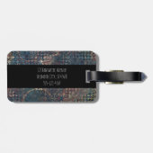 Blaubraune Steampunk-Grunge Kunstmuster Gepäckanhänger (Rückseite horizontal)