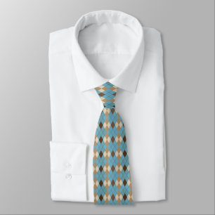 Blaubraune und beige Diamantmuster Krawatte