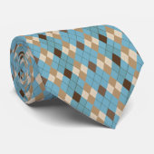 Blaubraune und beige Diamantmuster Krawatte (Gerollt)