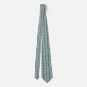 Blaubraune und beige Diamantmuster Krawatte (Rückseite)