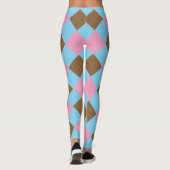 Blaubraune und rosa Raute Leggings (Rückseite)