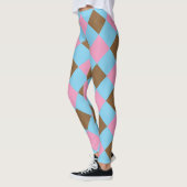 Blaubraune und rosa Raute Leggings (Links)