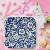 Blaubraune, Vintage Blumenmuster, Pappteller (Party)