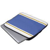 Blaubraune, weiße Streifen Laptopschutzhülle (Vorne Knopf)