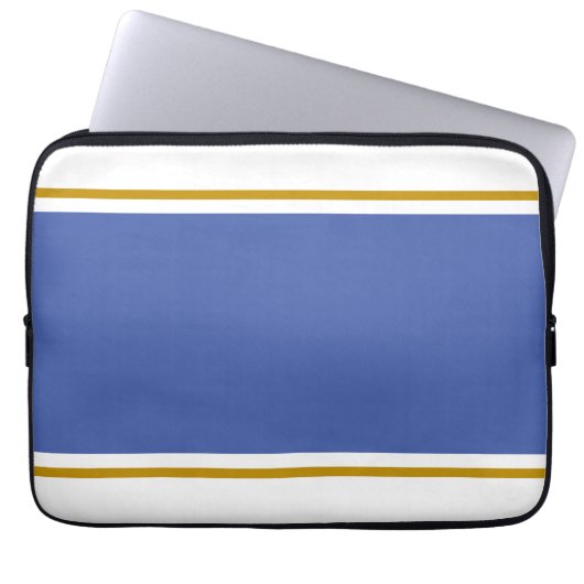 Blaubraune, weiße Streifen Laptopschutzhülle (Vorderseite)