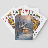 Blaubraune Winterhüttenschneebemalung Spielkarten (Rückseite)
