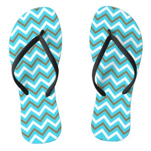 Blaubraune Zig Zag Lines Geometric Sea Waves Badesandalen