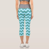 Blaubraune Zig Zag Lines Geometric Sea Waves Capri Leggings (Rückseite)