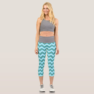 Blaubraune Zig Zag Lines Geometric Sea Waves Capri Leggings