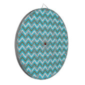 Blaubraune Zig Zag Lines Geometric Sea Waves Dartscheibe (Vorderseite Links)