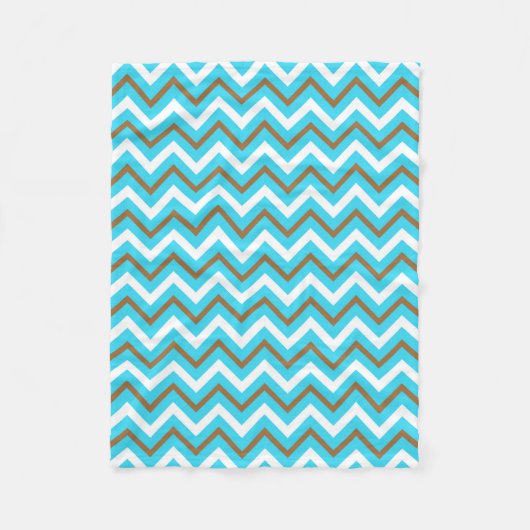 Blaubraune Zig Zag Lines Geometric Sea Waves Fleecedecke (Vorderseite)