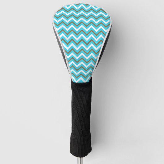 Blaubraune Zig Zag Lines Geometric Sea Waves Golf Headcover (Vorderseite)