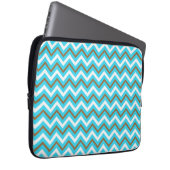Blaubraune Zig Zag Lines Geometric Sea Waves Laptopschutzhülle (Vorne Rechts)