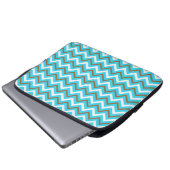 Blaubraune Zig Zag Lines Geometric Sea Waves Laptopschutzhülle (Vorne Knopf)