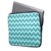 Blaubraune Zig Zag Lines Geometric Sea Waves Laptopschutzhülle (Vorderseite Links)