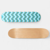 Blaubraune Zig Zag Lines Geometric Sea Waves Skateboard (Horizontal)