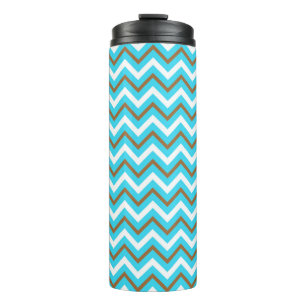 Blaubraune Zig Zag Lines Geometric Sea Waves Thermosbecher