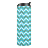 Blaubraune Zig Zag Lines Geometric Sea Waves Thermosbecher (Nach links gedreht)