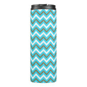 Blaubraune Zig Zag Lines Geometric Sea Waves Thermosbecher (Rückseite)