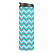 Blaubraune Zig Zag Lines Geometric Sea Waves Thermosbecher (Nach rechts gedreht)