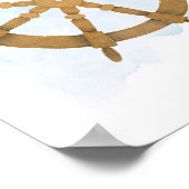 Blaubraunes Helmseeschiff mit dem Thema "Wasserspo Poster (Ecke)