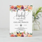 Blauburgund-Brautparty Einladung (Stehend Vorderseite)