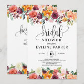 Blauburgund-Brautparty Einladung (Vorne/Hinten)