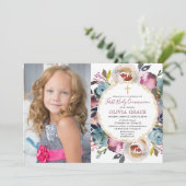 Blauburgund-Foto der ersten Heiligen Kommunion Einladung (Stehend Vorderseite)