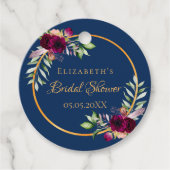 Blauburgund mit blühenden Blumen aus Brautparty Geschenkanhänger (Vorderseite)