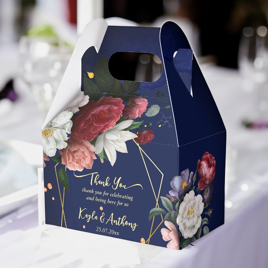 Blauburgund-Rose Hochzeit Geschenkschachtel