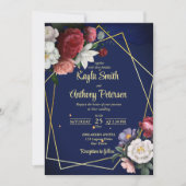 Blauburgund-Rose Hochzeitsplanung für Navy Einladung (Vorderseite)