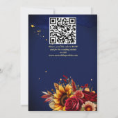 Blauburgund-Rose laden zur Hochzeit von Sonnenblum Einladung (Rückseite)