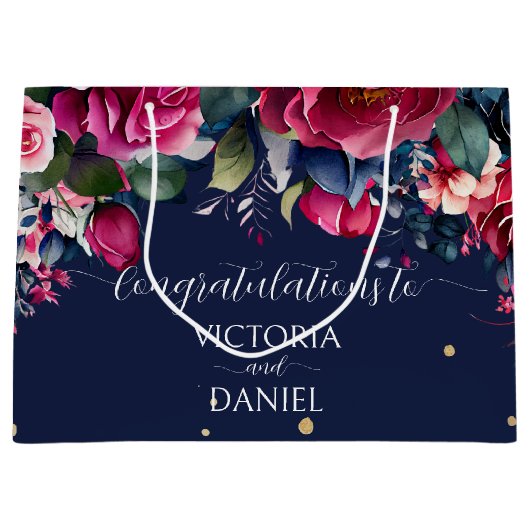 Blauburgund-Rosenbraun Große Geschenktüte (Vorderseite)