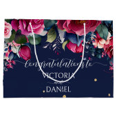 Blauburgund-Rosenbraun Große Geschenktüte (Rückseite)