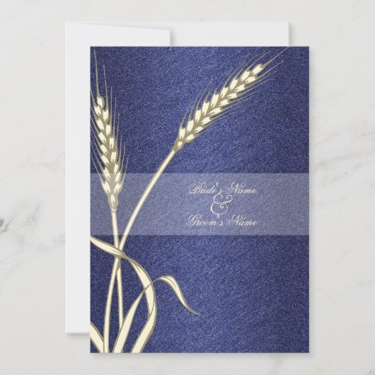 Blaucreme Hochzeitsweizen Blume Einladung (Vorderseite)