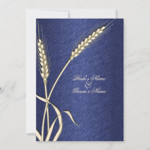Blaucreme-Hochzeitsweizen-Blume Einladung