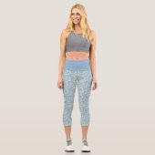 Blaucreme Paisley Muster Hochwaisted Capris (Vorderseite)
