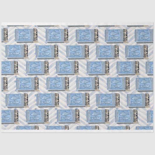 Blaudosen für Sardinen Seidenpapier (Vorderseite)