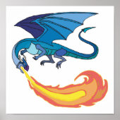 Blaudrache atmet Feuer Poster (Vorne)