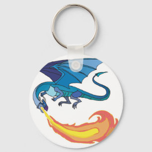 Blaudrache atmet Feuer Schlüsselanhänger