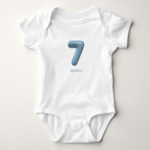 Blaue 3D-Nummer 7 - 7 Monate Baby-Body Baby Strampler