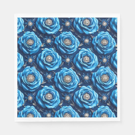 Blaue 3D-Rose Serviette (Vorderseite)