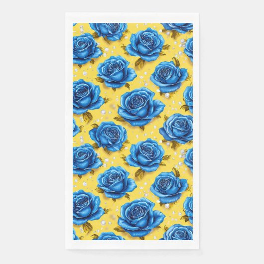 Blaue 3D-Rosen Serviette (Vorderseite)