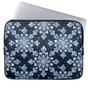Blaue 3D-Schneeflocken Laptopschutzhülle