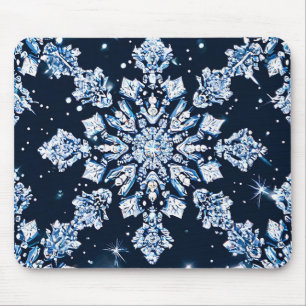 Blaue 3D-Schneeflocken Mousepad