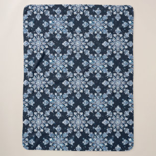 Blaue 3D-Schneeflocken Sherpadecke