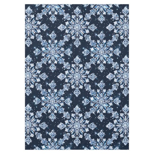 Blaue 3D-Schneeflocken Tischdecke (Vorderseite)