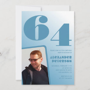 Blaue 64. Geburtstagseinladungen Männer Foto mit F Einladung