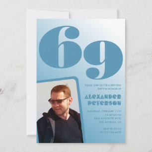 Blaue 69. Geburtstagseinladungen Männer Foto mit F Einladung