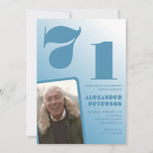 Blaue 71. Geburtstagseinladungen Männer Foto mit F Einladung